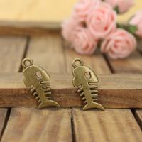 Zinc Alloy Jewelry Pendants, Fish Bone, plated, antique bronze color 