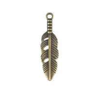 Zinc Alloy Feather Pendants, plated 