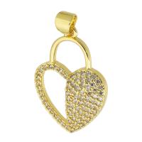 Colgante de Micro Pavé de Zirconía Cúbica, metal, Corazón, chapado en color dorado, Joyería & Bricolaje & micro arcilla de zirconia cúbica, dorado, 18x25x4mm, agujero:aproximado 4mm, Vendido por UD