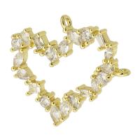 Colgante de Micro Pavé de Zirconía Cúbica, metal, Corazón, chapado en color dorado, Joyería & Bricolaje & micro arcilla de zirconia cúbica & perforado doble, dorado, 24x21x2.5mm, Vendido por UD