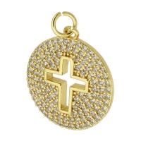 Colgante de Micro Pavé de Zirconía Cúbica, metal, Esférico, chapado en color dorado, Joyería & Bricolaje & micro arcilla de zirconia cúbica, dorado, 19x21x2mm, agujero:aproximado 3mm, Vendido por UD