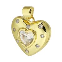 Colgante de Micro Pavé de Zirconía Cúbica, metal, Corazón, chapado en color dorado, Joyería & Bricolaje & micro arcilla de zirconia cúbica, dorado, 17x16x4mm, Vendido por UD