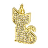 Colgante de Micro Pavé de Zirconía Cúbica, metal, Gato, chapado en color dorado, Joyería & Bricolaje & micro arcilla de zirconia cúbica, dorado, 16x18x2mm, agujero:aproximado 3mm, Vendido por UD