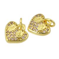 Colgante de Micro Pavé de Zirconía Cúbica, metal, Corazón, chapado en color dorado, Joyería & Bricolaje & micro arcilla de zirconia cúbica, dorado, 9x9x2mm, agujero:aproximado 2mm, Vendido por UD