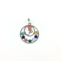 Gemstone Zinc Alloy Pendants, with Gemstone, platinum color plated, Unisex 