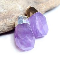 Amethyst Anhänger Februar Birthstone, mit Messing, plattiert, unisex, keine, 18x38mm, verkauft von PC