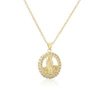 Cubic Zircon Micro Pave Brass Necklace, gold color plated & micro pave cubic zirconia & for woman & hollow Approx 17.7 Inch 