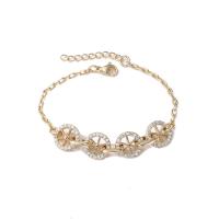 Cubic Zirconia Micro Pave Brass Bracelet, gold color plated, micro pave cubic zirconia & for woman, 190mm 