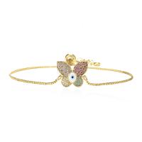 Cubic Zirconia Micro Pave Brass Bracelet, Butterfly, gold color plated & micro pave cubic zirconia & for woman & enamel 