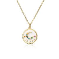 Cubic Zircon Micro Pave Brass Necklace, gold color plated & micro pave cubic zirconia & for woman & enamel, multi-colored Approx 17.7 Inch 