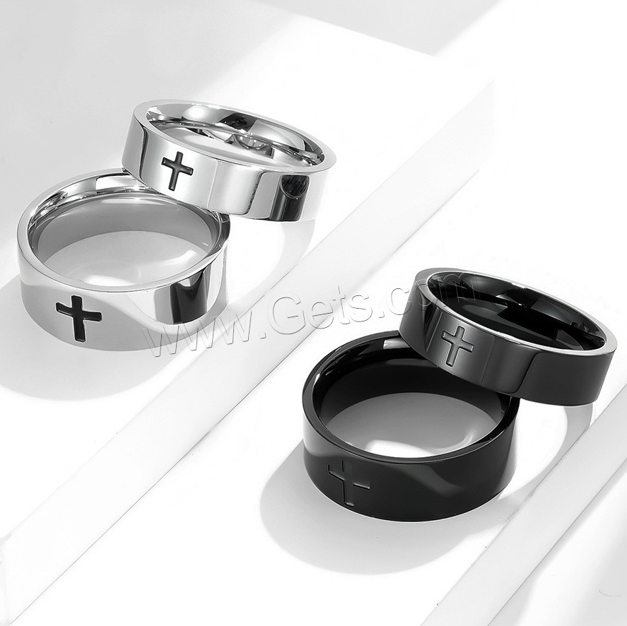 Edelstahl Fingerring, 304 Edelstahl, Vakuum-Ionen-Beschichtung, unisex & verschiedene Größen vorhanden & verschiedene Stile für Wahl & Schwärzen, 6mm, Größe:6-12, verkauft von PC