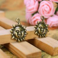 Zinc Alloy Jewelry Pendants, Sun, plated, antique bronze color, 19mm 