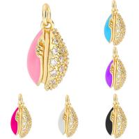 Cubic Zirconia Micro Pave Brass Pendant, Teardrop, plated, micro pave cubic zirconia & enamel 