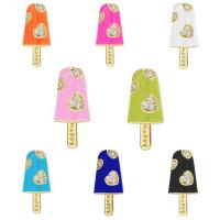 Cubic Zirconia Micro Pave Brass Pendant, Ice Cream, plated, micro pave cubic zirconia & enamel 