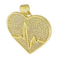 Colgante de Micro Pavé de Zirconía Cúbica, metal, Corazón, chapado en color dorado, Joyería & Bricolaje & micro arcilla de zirconia cúbica, dorado, 25x22x2mm, agujero:aproximado 3.5mm, Vendido por UD