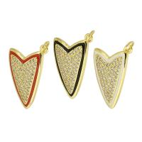 Colgante de Micro Pavé de Zirconía Cúbica, metal, Corazón, chapado en color dorado, Joyería & Bricolaje & micro arcilla de zirconia cúbica & esmalte, más colores para la opción, 16x22x3mm, agujero:aproximado 3.5mm, Vendido por UD