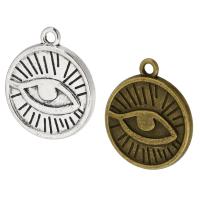 Zink-Legierung Evil Eye Anhänger, Zinklegierung, flache Runde, plattiert, unisex, keine, 19x22x2mm, Bohrung:ca. 2mm, ca. 300PCs/Tasche, verkauft von Tasche