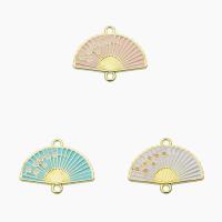 Zinc Alloy Charm Connector, Fan, gold color plated, DIY & enamel 