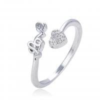 Cubic Zirconia Micro Pave Brass Finger Ring, Heart, plated, Adjustable & micro pave cubic zirconia & for woman 