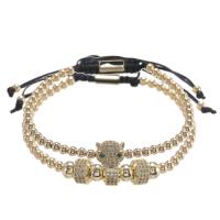 Cubic Zirconia Micro Pave Brass Bracelet, with Wax Cord, micro pave cubic zirconia & for woman cm 