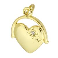 Colgante de Micro Pavé de Zirconía Cúbica, metal, Corazón, chapado en color dorado, Joyería & Bricolaje & micro arcilla de zirconia cúbica, dorado, 15x17x2mm, agujero:aproximado 3mm, Vendido por UD