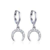 Huggie Hoop Drop Earring, Brass, plated, micro pave cubic zirconia & for woman 