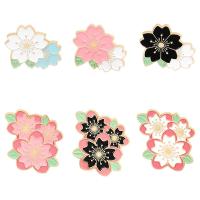 El esmalte Broche, aleación de zinc, Flor, chapado en color dorado, unisexo & diferentes estilos para la opción, 20-30mm, 10PCs/Grupo, Vendido por Grupo