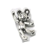 Pendentifs animaux en alliage de zinc, ours, Placage, argent Vendu par sac