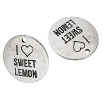 Zinc Alloy Message Pendants, Flat Round, plated, Unisex Approx 2mm 