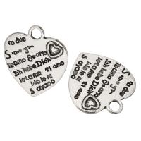 Zinc Alloy Message Pendants, Heart, plated, Unisex Approx 2.5mm 