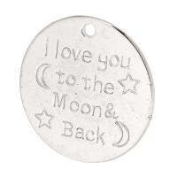 Zinc Alloy Message Pendants, Flat Round, plated, Unisex Approx 2mm 