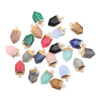 Gemstone Brass Pendants, with Brass, Conical, gold color plated & faceted 