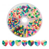 Polymer Clay Jewelry Beads, with Plastic Box, Heart, DIY, mixed colors Approx 