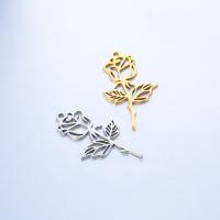 Stainless Steel Flower Pendant, 304 Stainless Steel, Rose, Vacuum Ion Plating, DIY 