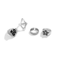 En alliage de zinc Bague, Placage, 4 pièces & pour homme & émail & creux, 17mm, 18mm .5-8, Vendu par fixé