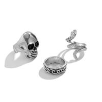 En alliage de zinc Bague, Plaqué de couleur d'argent, trois pièces & pour homme, 17mm, 19mm .5-9, Vendu par fixé