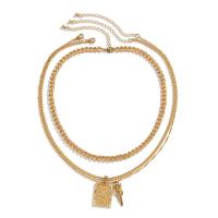 Collier de mode Multi couche, alliage de zinc, avec chaîne de fer, avec 2.7inch chaînes de rallonge, Placage, multicouche & pour homme, plus de couleurs à choisir Environ 15.7 pouce, Environ 17.7 pouce, Vendu par PC