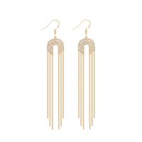 Brass Drop Earring, 14K gold plated, micro pave cubic zirconia & for woman, 80mm 