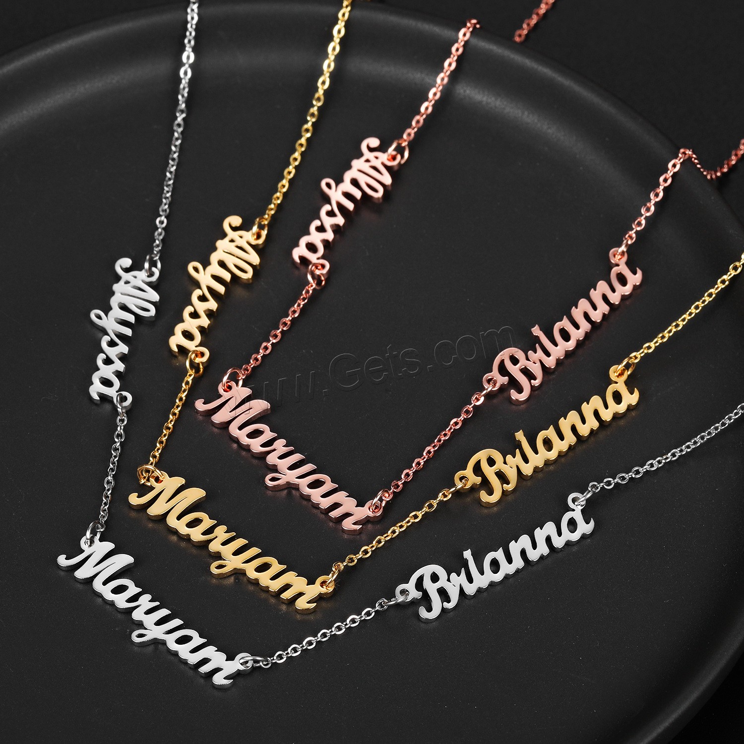 Edelstahl Schmuck Halskette, 304 Edelstahl, mit Verlängerungskettchen von 1.97inch, Vakuum-Ionen-Beschichtung, Jeder benutzerdefinierte Text muss weniger als zehn Buchstaben sein & Modeschmuck & unisex, keine, Länge:ca. 17.72 ZollInch, verkauft von PC