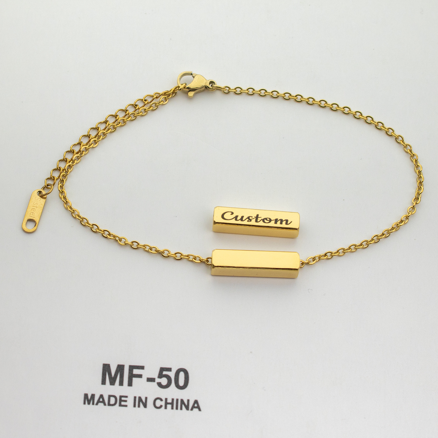 304 Stainless Steel Bracelet, with 1.97inch extender chain, Vacuum Ion Plating, Each custom text must be less than 10 letters & fashion jewelry & Unisex, more colors for choice, Length:Approx 6.69 Inch, Sold By PC