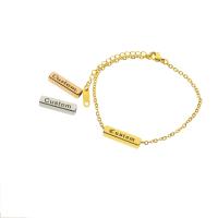 Acier inoxydable 304 bracelet, avec 1.97inch chaînes de rallonge, Placage ionique sous vide, Chaque texte personnalisé doit être inférieur à 10 lettres & bijoux de mode & unisexe, plus de couleurs à choisir Environ 6.69 pouce, Vendu par PC