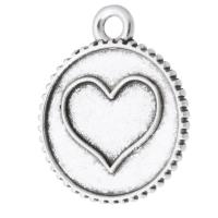 Zinc Alloy Jewelry Pendants, Flat Round, plated, Unisex & with heart pattern Approx 2mm 