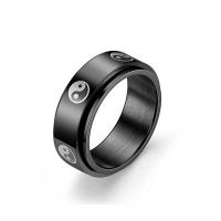 Titan Stahl Fingerring, Titanstahl, rund, metallschwarz plattiert, Modeschmuck & verschiedene Größen vorhanden & für den Menschen, keine, 8mm, verkauft von PC