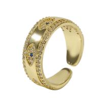 Cubic Zirconia Micro Pave Brass Finger Ring, gold color plated, Adjustable & micro pave cubic zirconia & for woman, gold, 18mm 