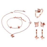 Collier de bijoux de titane, Acier titane, avec 1.57inch,1.97inch chaînes de rallonge, papillon, Placage ionique sous vide, bijoux de mode & styles différents pour le choix & pour femme, couleur or rose Environ 16.54 pouce, Environ 7.09 pouce, Vendu par PC