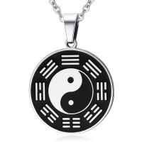 Stainless Steel Jewelry Necklace, 304 Stainless Steel, fashion jewelry & ying yang & for woman & epoxy gel, 2.4mm,30mm Approx 19.69 Inch 