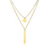 Stainless Steel Jewelry Necklace, 304 Stainless Steel, with 1.57inch extender chain, 18K gold plated, Double Layer & fashion jewelry & for woman, golden, 5*32mm,10mm Approx 16.54 Inch 