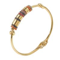 Cubic Zirconia Micro Pave Brass Bracelet, gold color plated, micro pave cubic zirconia & for woman, gold, 60mm 