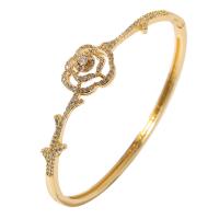 Cubic Zirconia Micro Pave Brass Bracelet, gold color plated, micro pave cubic zirconia & for woman, gold, 58mm 