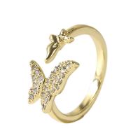 Cubic Zirconia Micro Pave Brass Finger Ring, gold color plated, Adjustable & micro pave cubic zirconia & for woman, gold, 18mm 